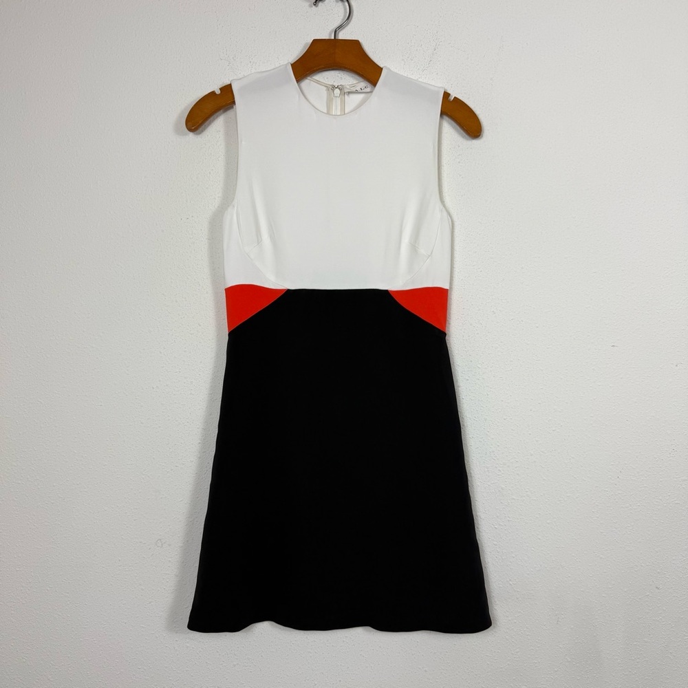 A.L.C Sleeveless Color block Mini Dress Black White Orange Sz 2